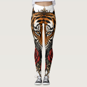 tijger met rozen leggings