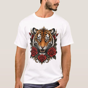tijger met rozen  t-shirt