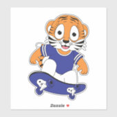 tijger met skateboard sticker (Vel)
