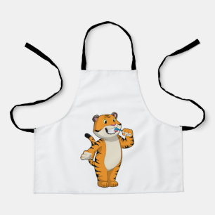 Tijger met tandenborstel schort