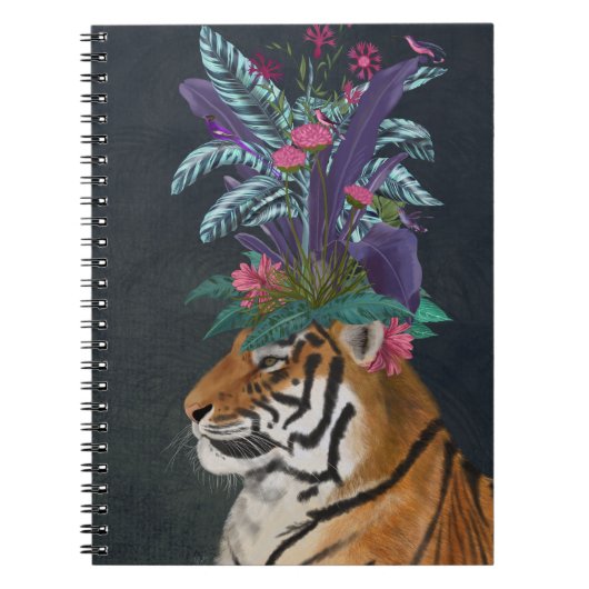 Tijger met tropische kop notitieboek (Voorkant)
