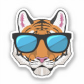 Tijger met zonnebril sticker (Voorkant)