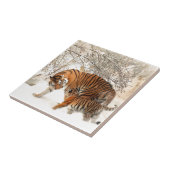 Tijger Moeder en baby Tegeltje (Zijkant)