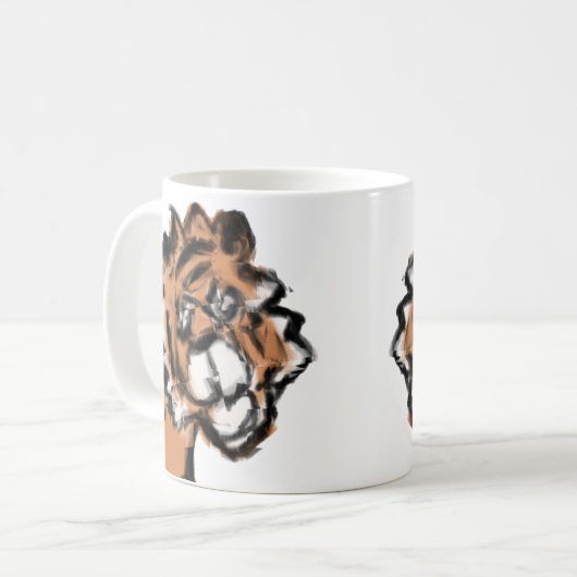 Tijger mok met een luide brul en erg schattig (Voorkant links)