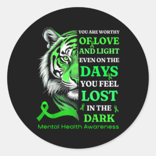 Tijger Motivatie Green Ribbon Mental Health Award Ronde Sticker