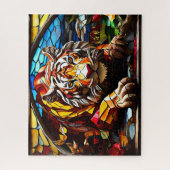 Tijger Mozaïek Glas in lood Jigsaw Puzzel (Verticaal)