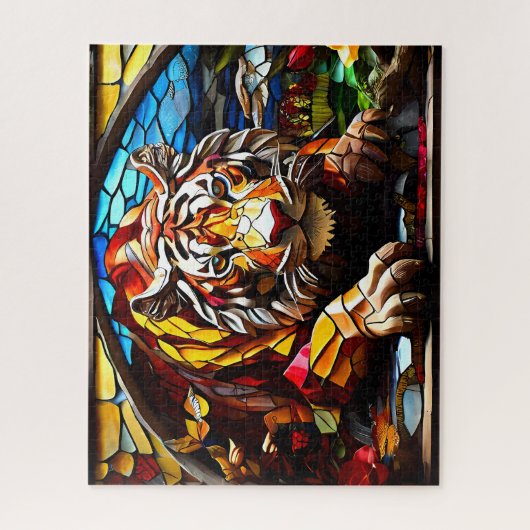 Tijger Mozaïek Glas in lood Jigsaw Puzzel (Verticaal)