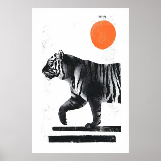 Tijger Muurkunst Minimalistische Inktstijl - Moder Poster (Voorkant)