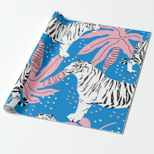 Tijger naadloos patroon, wilde dierenachtergrond,  cadeaupapier