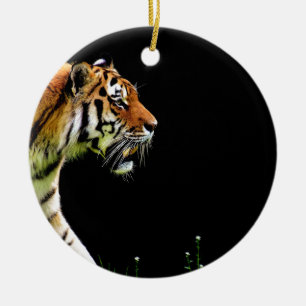 Tijger nadert - Wild Animal kunstwerk Keramisch Ornament