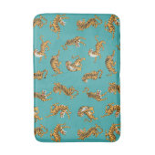 Tijger op Blauwgroen Patroon Badmat (Voorkant Verticaal)
