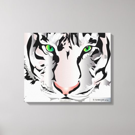 TIJGER OP CANVAS-WIT 20 "x 16" Canvas Afdruk (Voorkant)