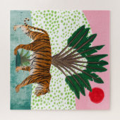 Tijger op zonsondergang legpuzzel (Horizontaal)