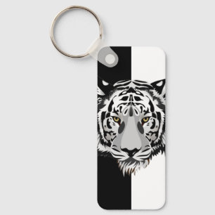Tijger op zwart en wit sleutelhanger