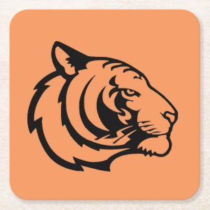 Tijger oranje papieren coaster vierkante kartonnen onderzetter