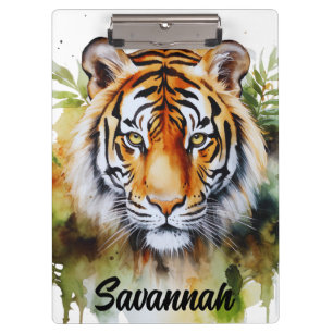Tijger Pastel Bloemen Safari Waterverf Savannah Klembord