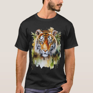 Tijger Pastel Bloemen Safari Waterverf Savannah T-shirt