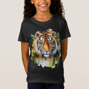 Tijger Pastel Bloemen Safari Waterverf Savannah T-shirt