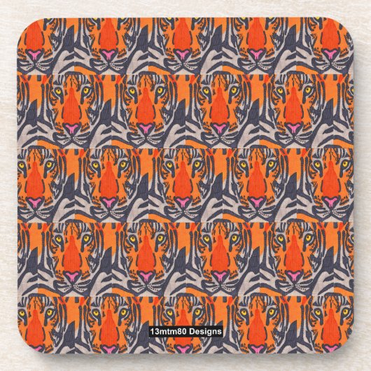Tijger (patroon) - Plastic Coaster Bier Onderzetter (Voorkant)