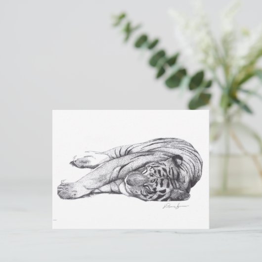 Tijger - Pen en inkt Briefkaart (Staand voorkant)