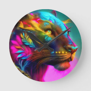 Tijger portret schilderij ronde klok