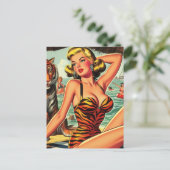  tijger print meisje briefkaart (Staand voorkant)