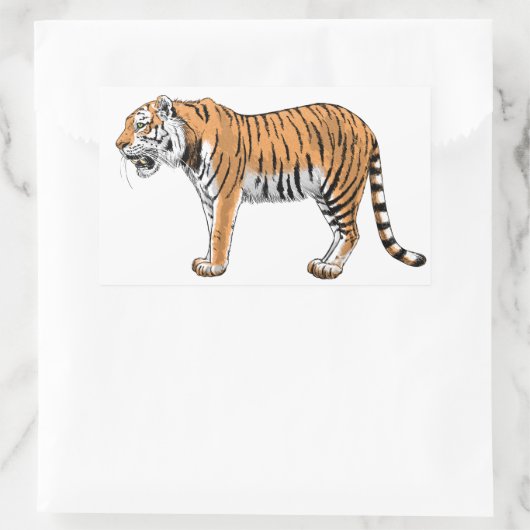 tijger rechthoekige sticker (Tas)