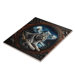 Tijger Relaxen in de majestueuze bergen Tegeltje