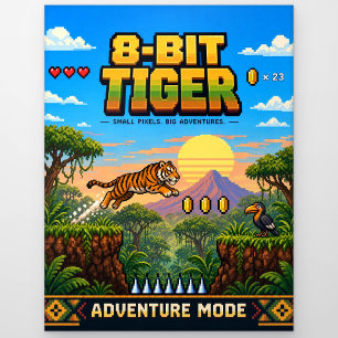 Tijger, Retro 8-Bit Pixelkunst Briefkaart