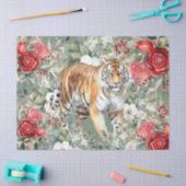 Tijger, Rode Rozen & Eucalyptus Decoupage Tissuepapier (Craft)
