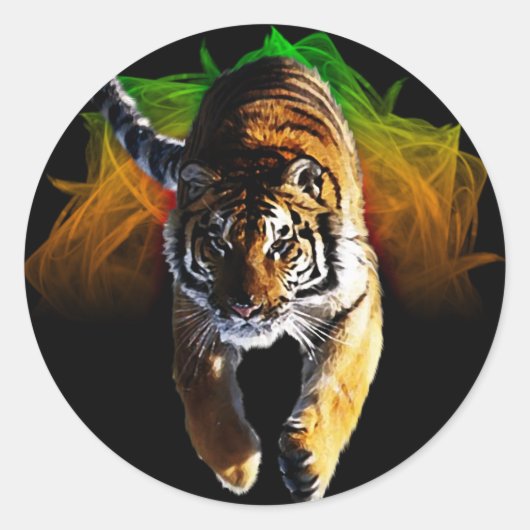 tijger ronde sticker (Voorkant)