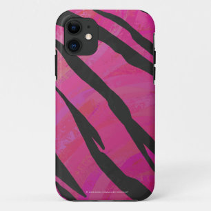 Tijger Roze en Zwarte Print iPhone 11 Hoesje