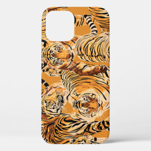 tijger safari wildlife patroon iPhone 12 hoesje