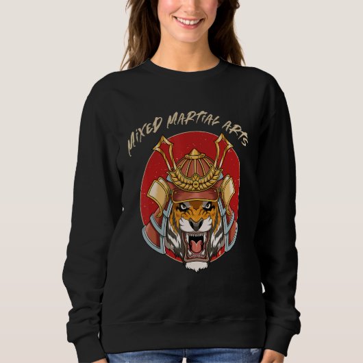 Tijger Samurai Hoofd MMA Kooi Vrij Vechten Trui (Voorkant)