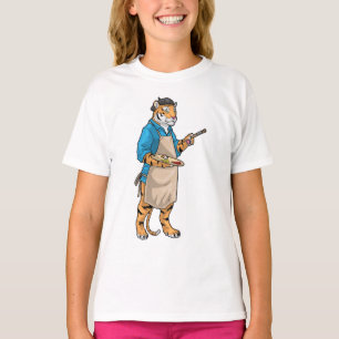 Tijger Schilder Schilderen Kwast T-shirt