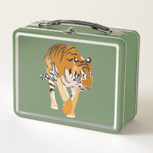 Tijger Schildering op Metalen Lunchboxen