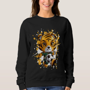 Tijger spelen Voetbal Schattigee Comic Trui