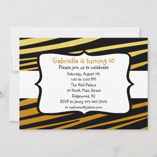 Tijger Striped Birthday Invitation Kaart (Voorkant)