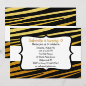 Tijger Striped Birthday Invitation Kaart (Voorkant / Achterkant)