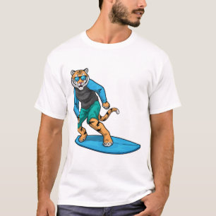 Tijger surfen surfplank zomer t-shirt