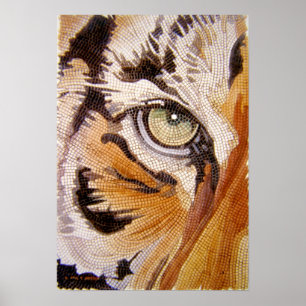 "Tijger Tegels" Waterverf Tiger Face Mosaic Poster
