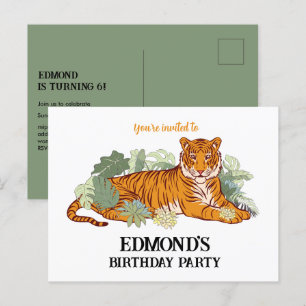Tijger uitnodiging jongen verjaardagsfeestje dier 