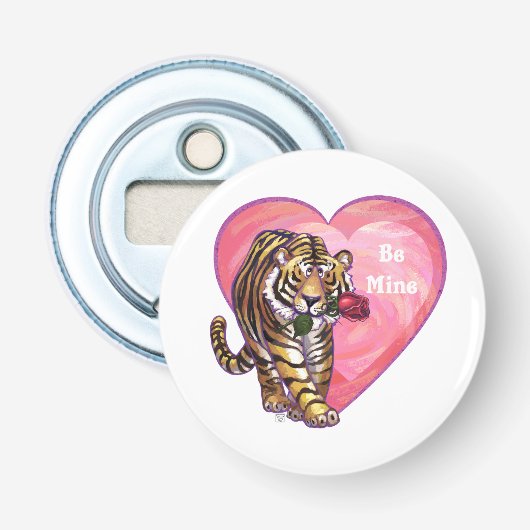 Tijger Valentijnsdag Button Flesopener (Voorkant)
