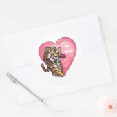 Tijger Valentijnsdag Ronde Sticker (Envelop)