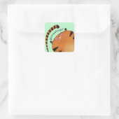 tijger vierkante sticker (Tas)