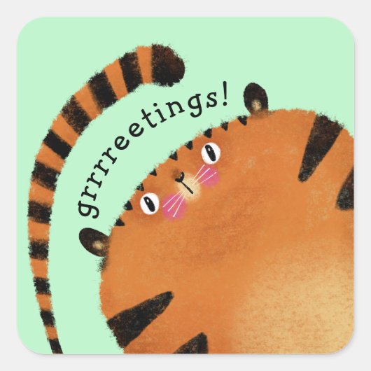 tijger vierkante sticker (Voorkant)
