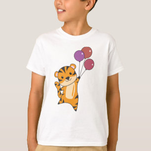 tijger vliegt met ballonnen zoete dieren kinder t-shirt