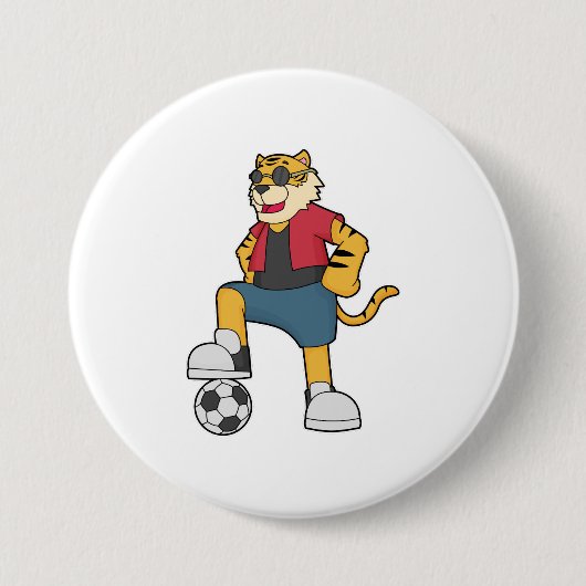 Tijger Voetbal Soccer Ronde Button 7,6 Cm (Voorkant)
