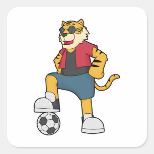 Tijger Voetbal Soccer Vierkante Sticker