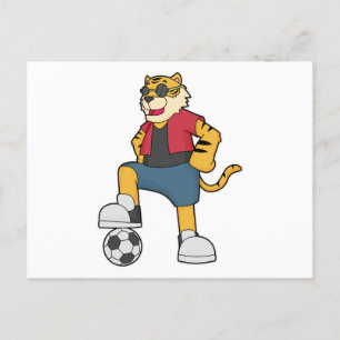 Tijger Voetballer Voetbal Briefkaart